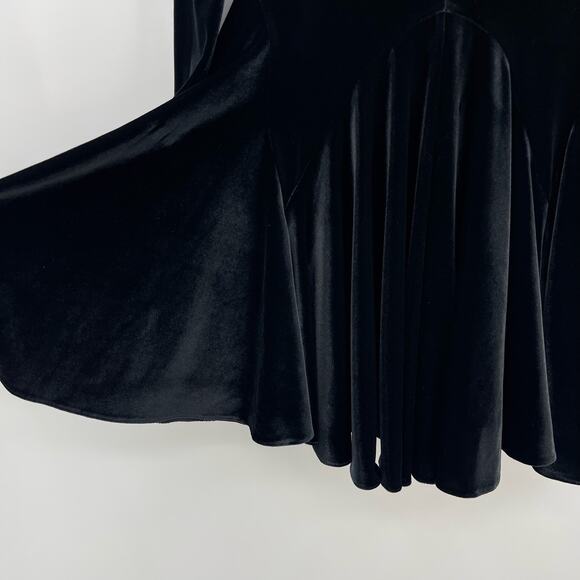SELMACILEK | Black Velvet Skater Dress Skirt Long Sleeve Mini S - Picture 12 of 13